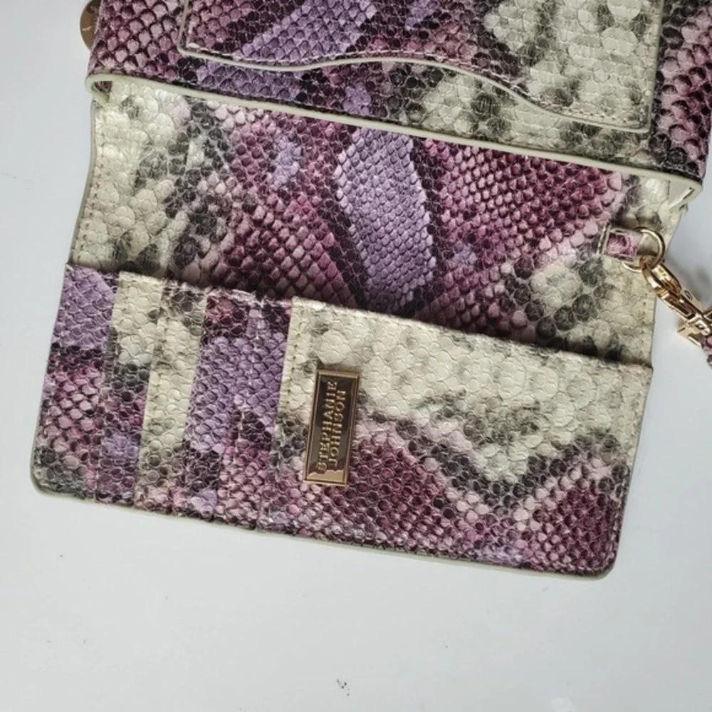 STEPHANIE JOHNSON Wristlet Havana Jane Wallet Credit Card Case Snake Print Leath